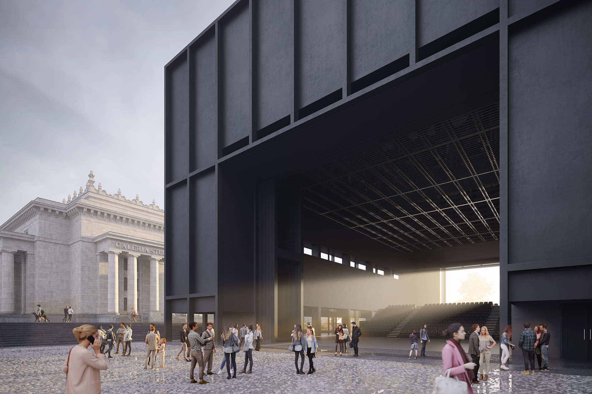 Projekt nowej siedziby TR Warszawa od strony Placu Defilad