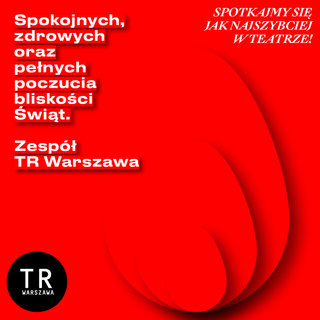 Kartka z życzeniami na Wielkanoc oraz grafiką czerwonych jajek.